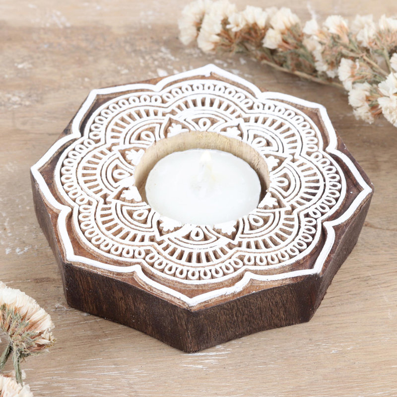 1'' H Wood Tabletop Tealight Holder