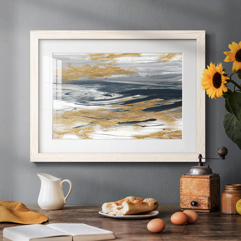 Tumultueux bleu marine, impression sur papier, Blanc