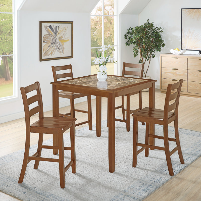 Ensemble de table de salle à manger 5 pièces, Brun, Brun