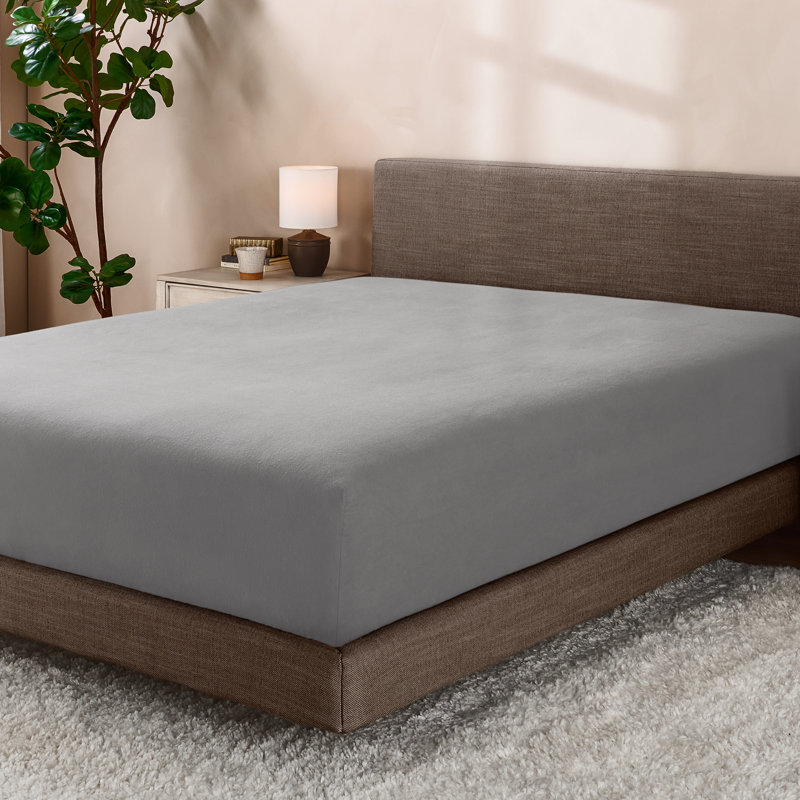 Micro Fleece Super Soft Fitted Sheet, Twin Fitted Sheet, Light Gray