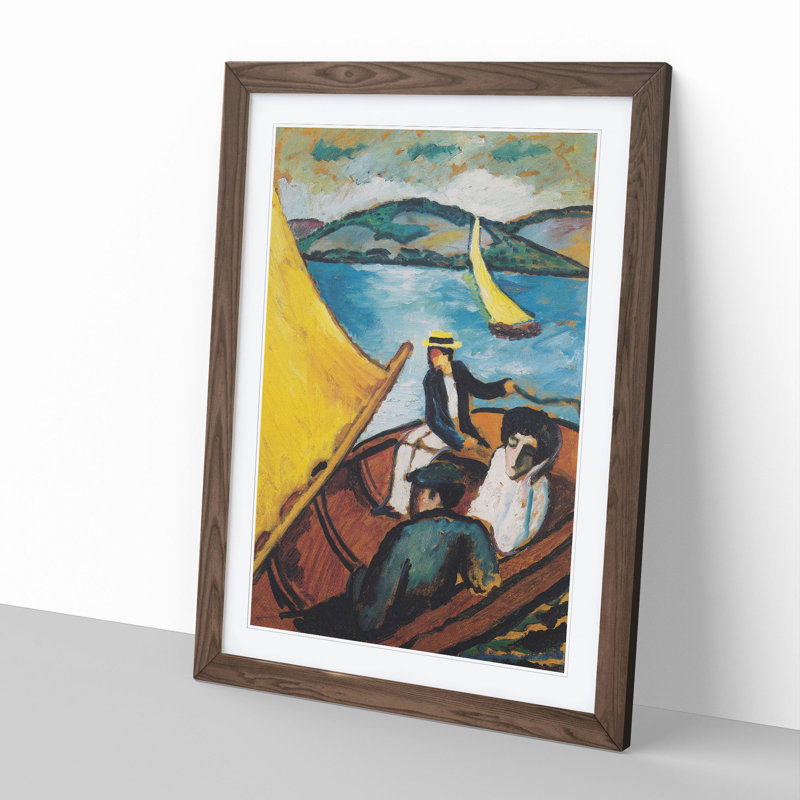 Sailing Boat on the Tegernsee by August Macke - Picture Frame Painting, 65cm H x 48cm W x 2cm D, Walnut Framed