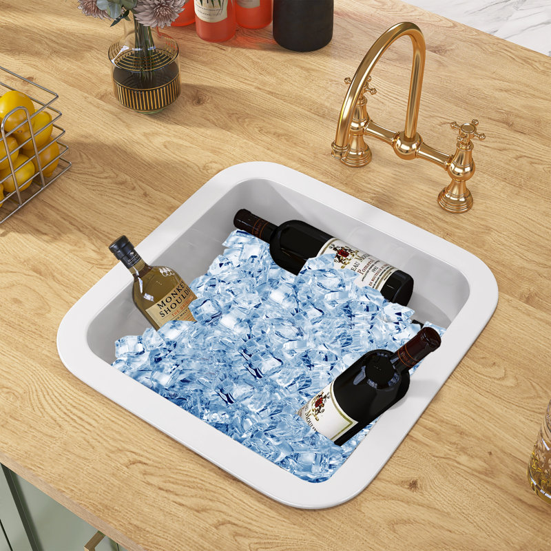 Évier de cuisine simple 19 po x 19 po en argile réfractaire à cuve profonde de 10 po sous le comptoir ou à poser Résistant à la chaleur et aux rayures Résistant aux rayures