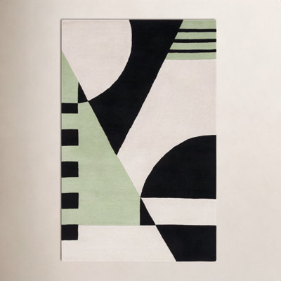 Hina Black Green Hand-Woven Rug