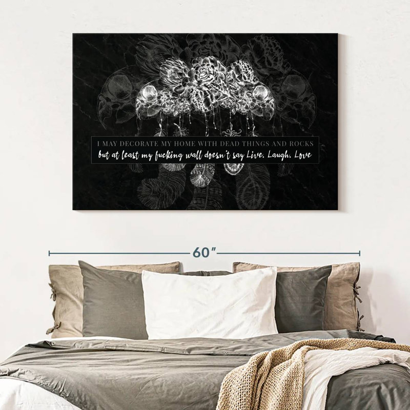 Citation gothique sur toile, H 34 po x l 51 po x P 1,25 po