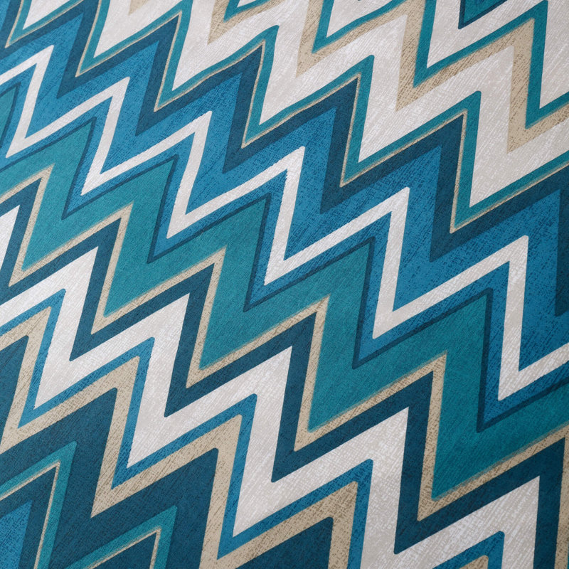 TYLER Cotton Blend Chevron Duvet Cover Set with Pillowcases Included, Blue, Single Duvet Cover + 1 Standard Pillowcase