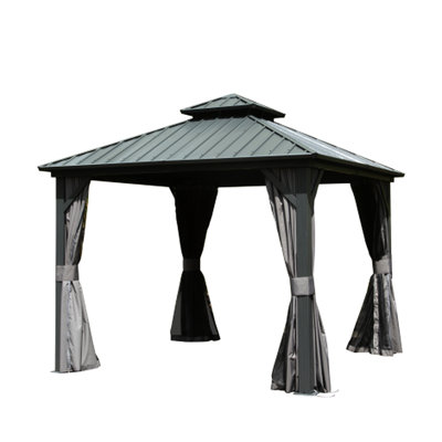 Aluminum Gazebo With Materials, For Patio, Backyard, Deck, Lawn - Grey 8X8 Ft Gazebo, And Long-Lasting Gray