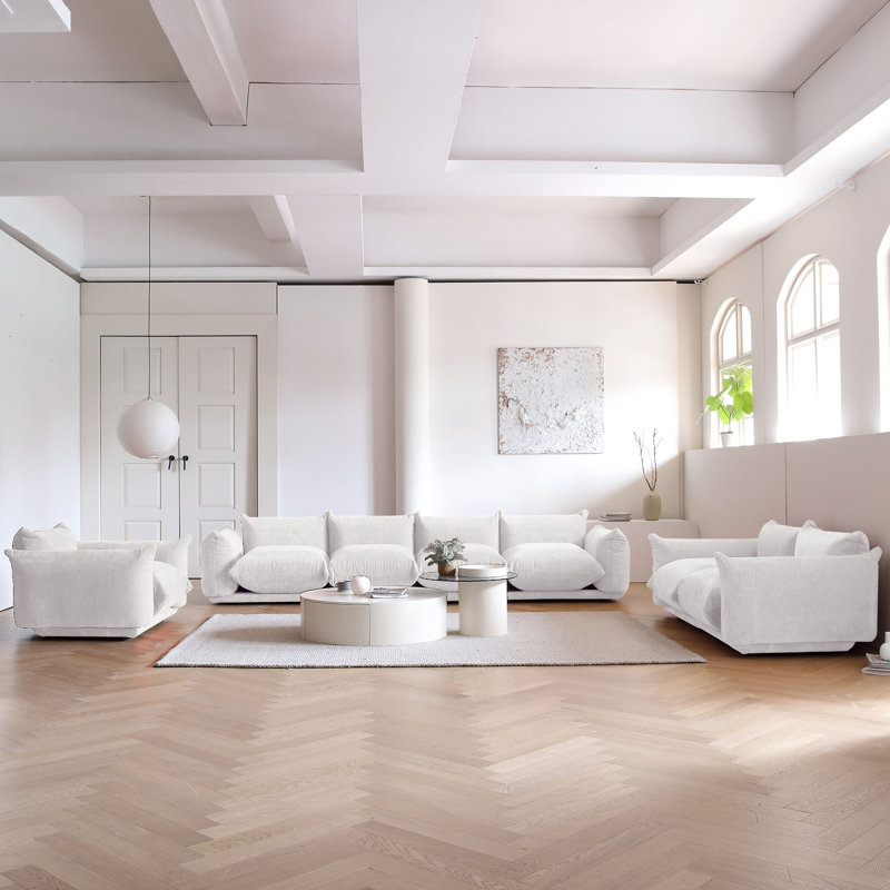 Ensemble de canapé modulaire rembourré en tissu de chenille 4 pièces Cath Kavia, Chenille beige