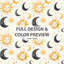Ensemble de literie 3 pièces Boho - Ensemble de housse de couette et coussin décoratif Starburst Sun Moon-124113360