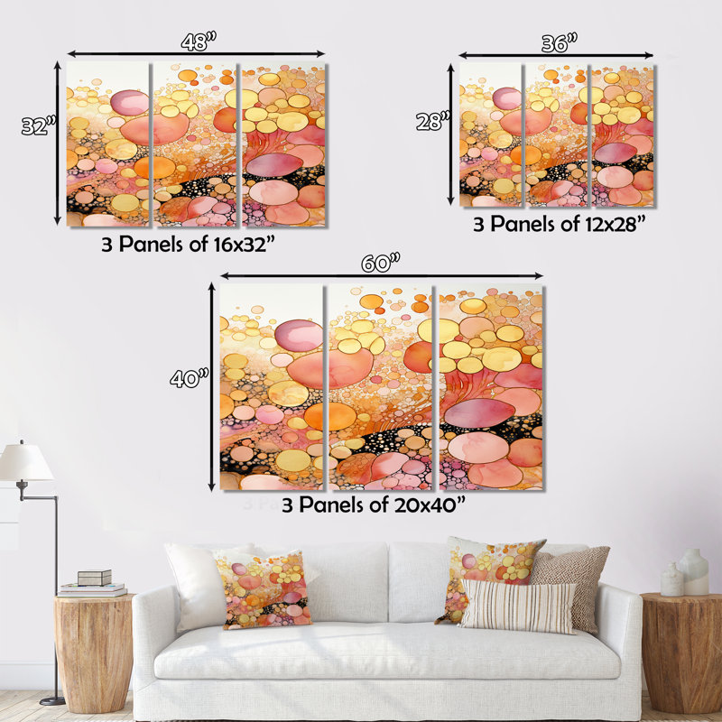 «Escape To Serenity», ensemble d'art mural moderne sur toile géométrique or rose II, H 28 po x l 36 po x P 1 po