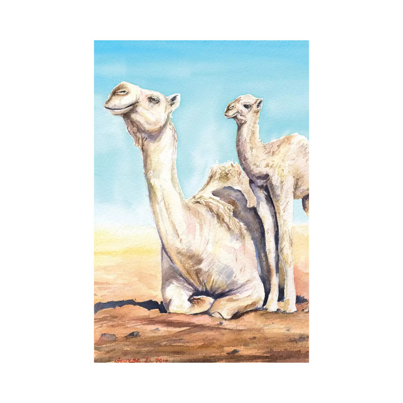 Camel And Calf by George Dyachenko - Wrapped Canvas Painting, 101.6 cm H x 66.04 cm W x 1.91 cm D