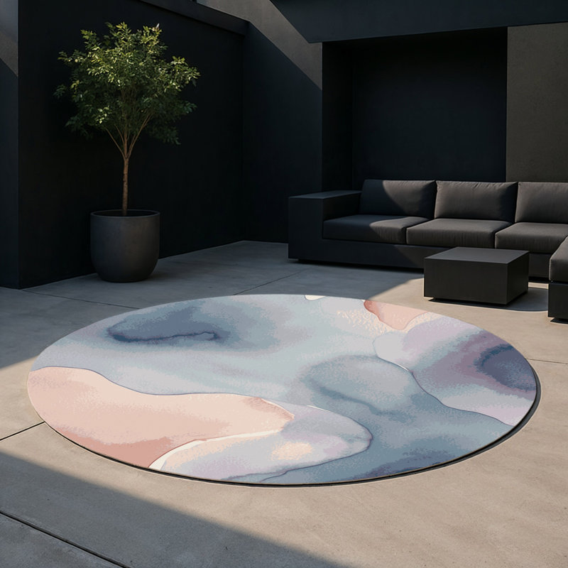 Tapis intérieur et extérieur Opal Waves, Rond 5 pi