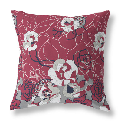 Regal Rose Retreat Floral Indoor/Outdoor Reversible Throw Pillow