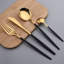 Ensemble de 30 couverts en acier inoxydable noir doré, ensemble de couverts en acier inoxydable doré - Argenterie polie miroir pour les mariages