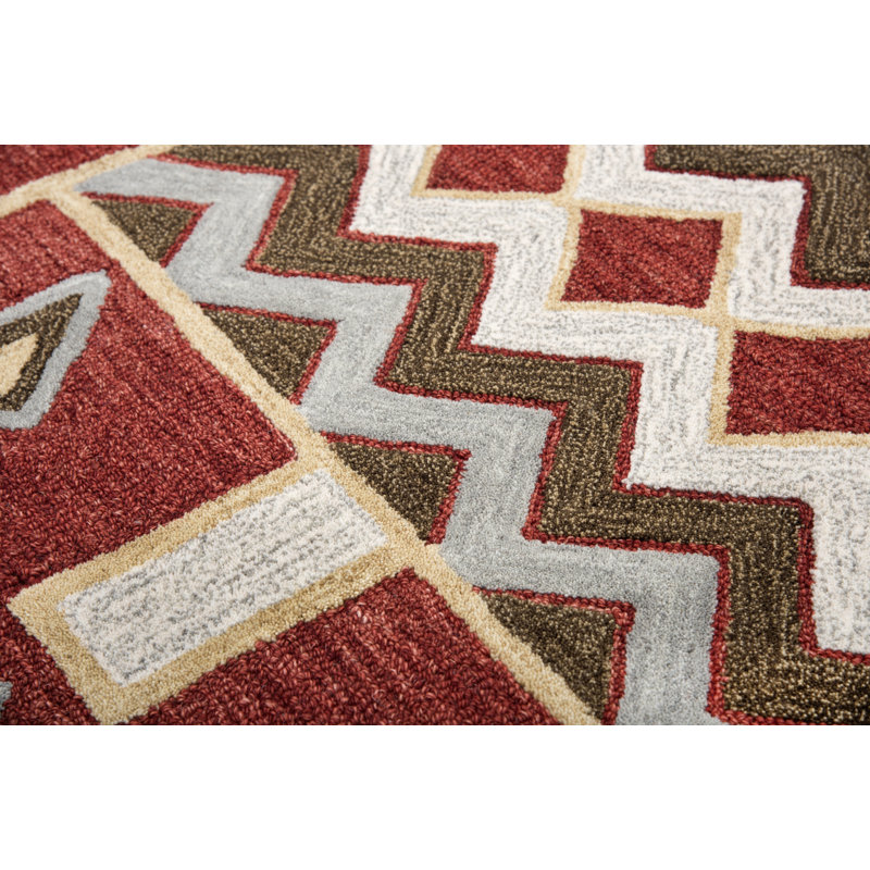 Tapis rouge en laine touffeté à la main Potts, Rectangle 10 pi x 13 pi