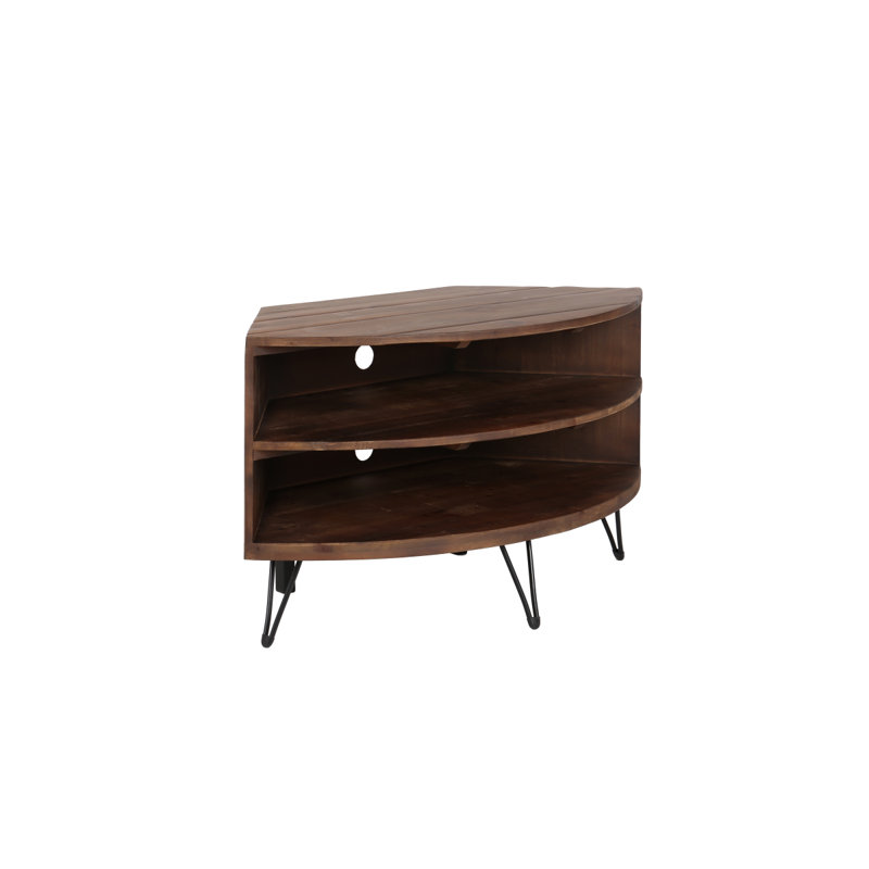 Table de coin en bois récupéré en forme de ventilateur pour le salon Utilisez votre espace