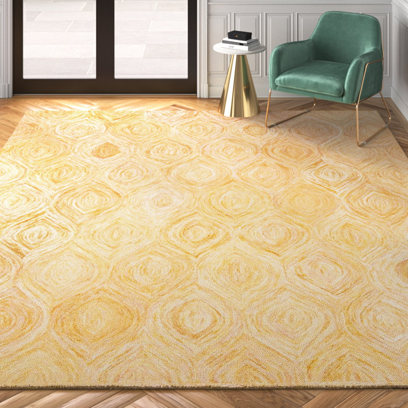 Tapis doré en laine touffeté à la main Alora, Rectangle 4 pi x 6 pi