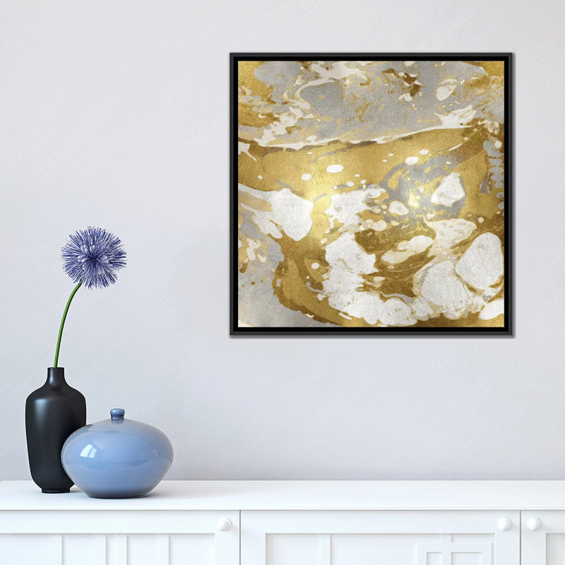 «Marbleized», reproduction sur toile, H 18 po x l 18 po x P 1,5 po, Toile avec cadre noir, Pas de tapis