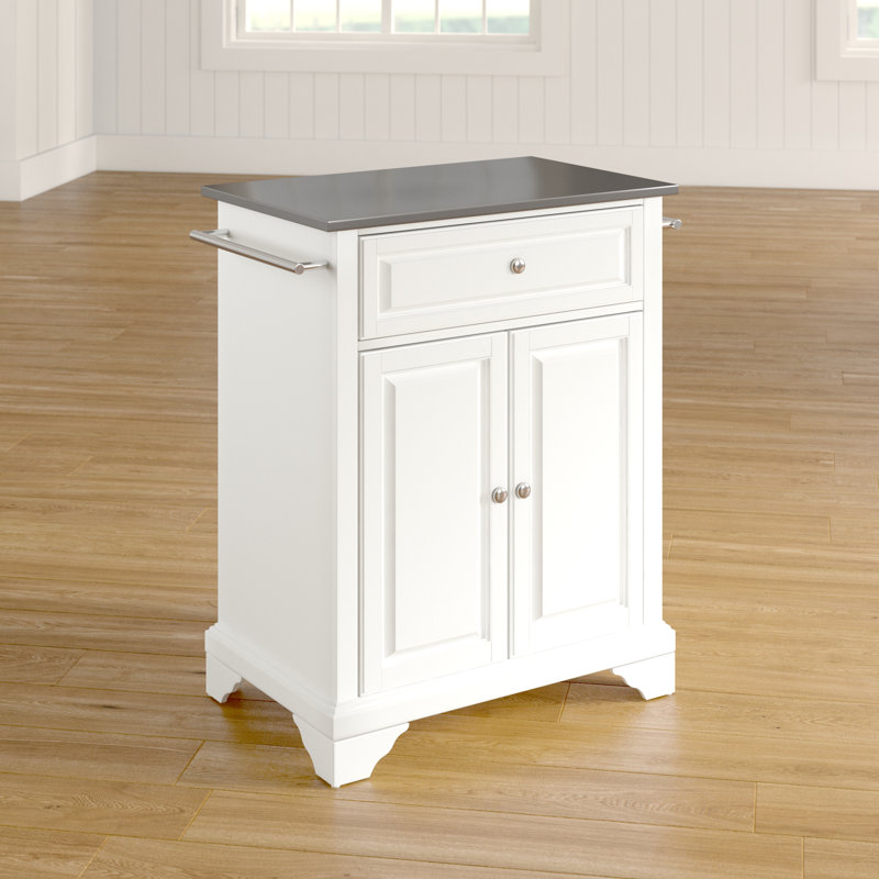 Chariot de cuisine avec plateau en acier inoxydable Hedon, Blanc