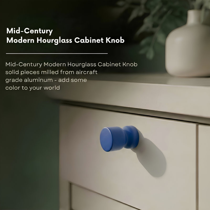 ROUS Harwdare Mid-Century Modern Hourglass Knob, Polo (Navy Blue)