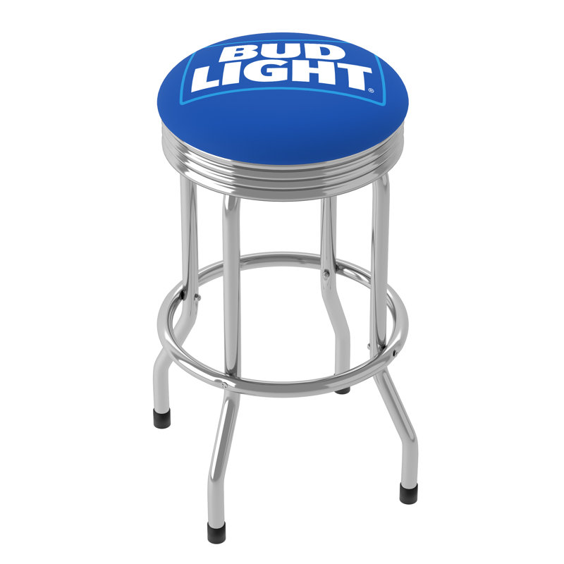 Bud Light Swivel Upholstered Counter Stool, Chrome