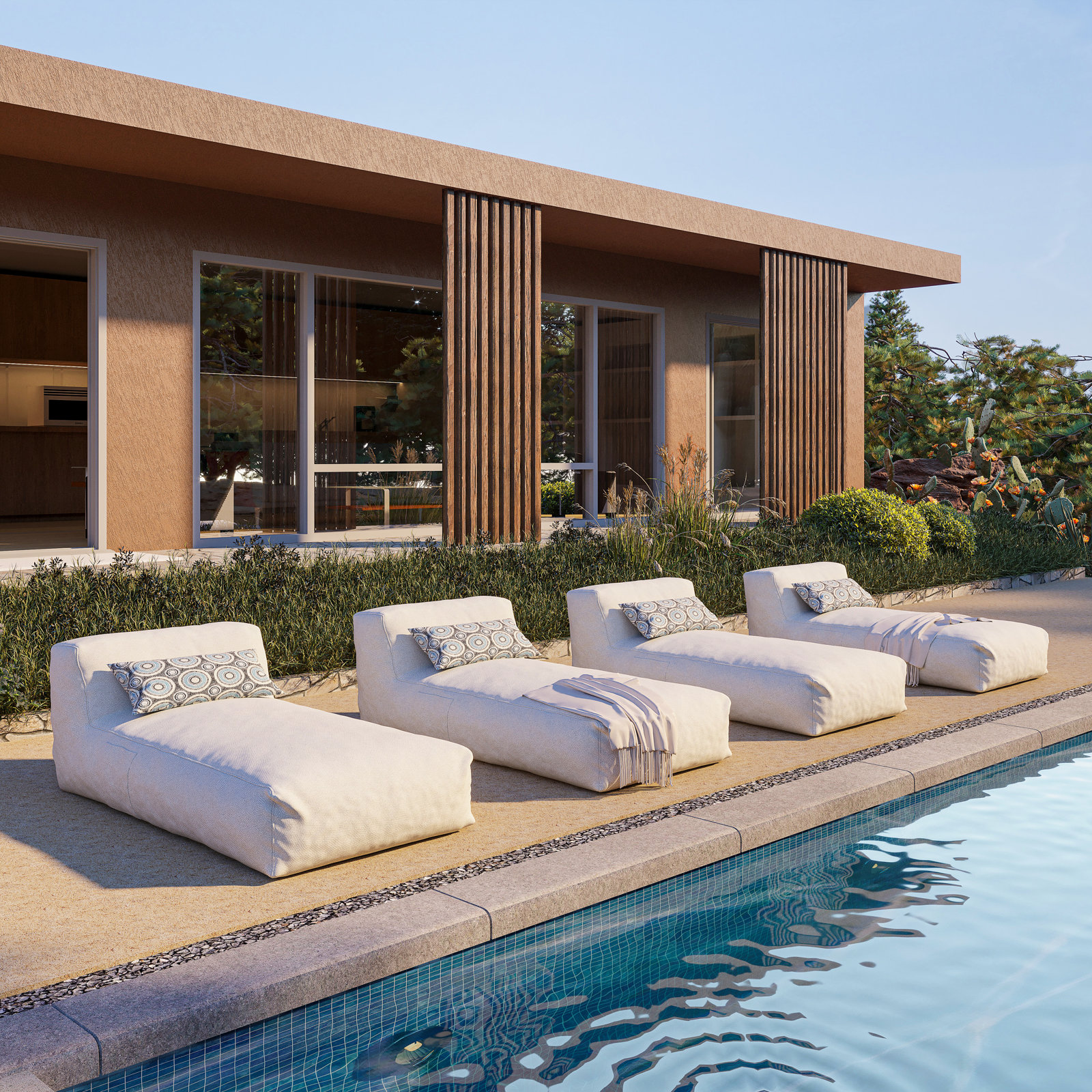 Evan 37" Patio Chaise Lounge Set