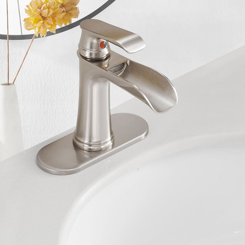 Single-Hole Single-handle Bathroom Faucet with Drain Assembly, Brushed Nickel