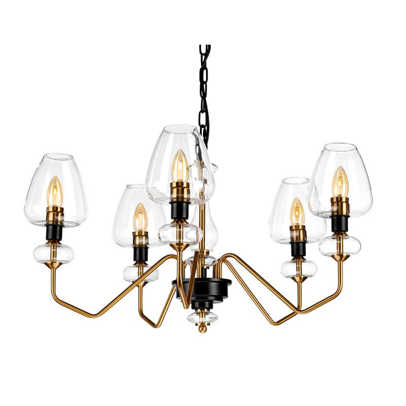 Khari 5 - Light Shaded Chandelier, Aged Brass