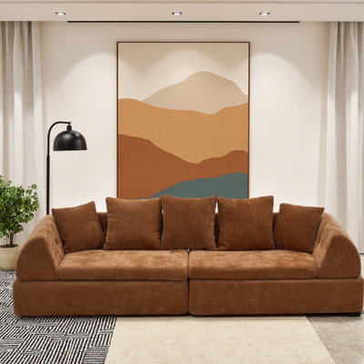 Canapé modulaire Cloud - Canapé incurvé avec repose-pieds et siège moelleux profond, sans assemblage, orange vif