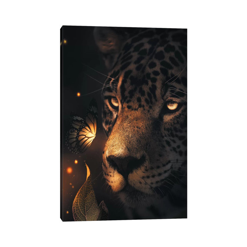 Leopard Glowing Butterfly by Zenja Gammer - Wrapped Canvas Print, 20.32 cm H x 30.48 cm W