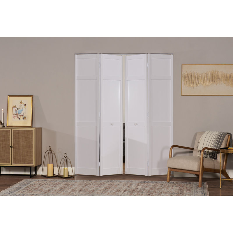 Seabrooke Double 60" X 80" White Vinyl Shaker Style Bifold Door, 72 po x 80 po