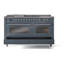 Cuisinière à double combustible de 60 po avec 5 brûleurs scellés, plaque chauffante et porte française ILVE Nostalgie II Series-566363224-566363182