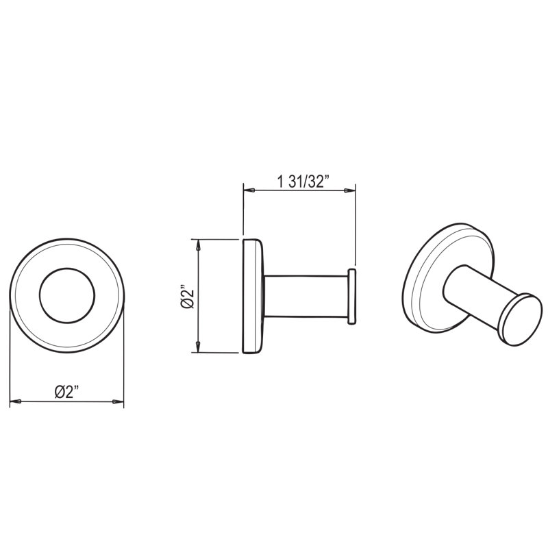 Lombardia® Wall Mounted Robe Hook, Polished Chrome