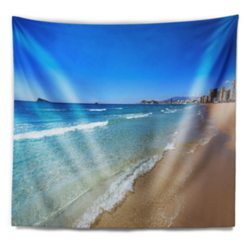 Seascape benidorm poniente à ondes de plage tapisserie avec accessoires suspendus inclus, H 78 po x l 92 po