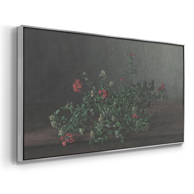 Botanical Series-CDXCI - Toile tendue avec châssis encadré - Prêt à être accroché, H 17 po x l 33 po, Argent argent