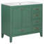  Meuble-lavabo de salle de bain avec lavabo, armoire avec porte à fermeture en douceur et quatre tiroirs de différentes tailles, structure en bois massif, vert-59241083