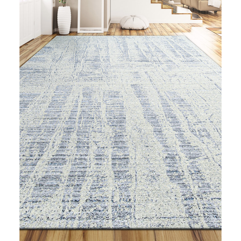 Tapis argenté et bleu clair noué à la main de haute qualité, Rectangle 12 pi x 15 pi