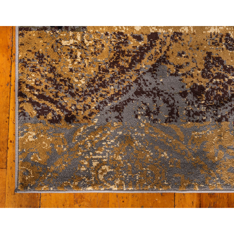 Tapis contemporain Arabica de couleur crème carrée, Carré 8 pi