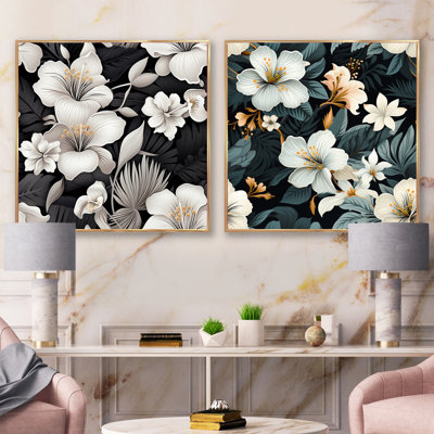 Bowdon - Ensemble de 2 collages floraux carrés