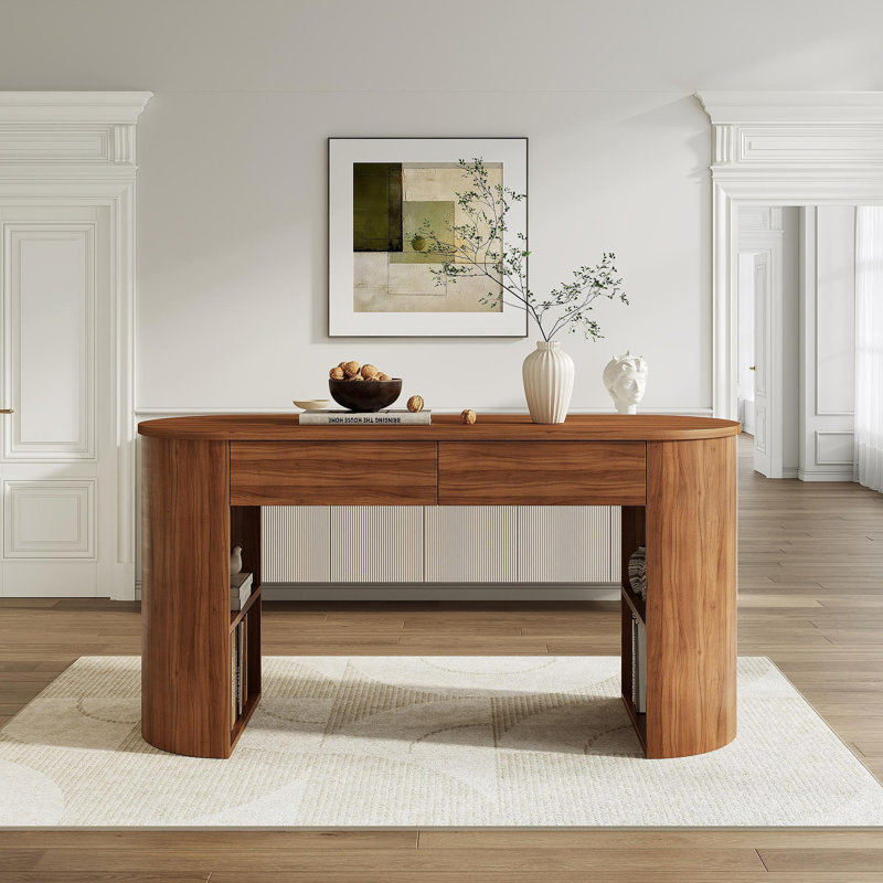 Bureau de rangement avec rangement, noyer foncé, Noyer foncé