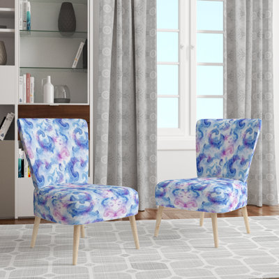 Chaise d'appoint Boho - Chaise d'appoint bleu et mauve à motif cachemire bleu