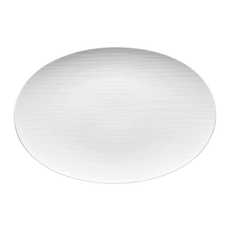 Mesh Porcelain China Platter, 0.75" H x 10.25" W x 15" L, White