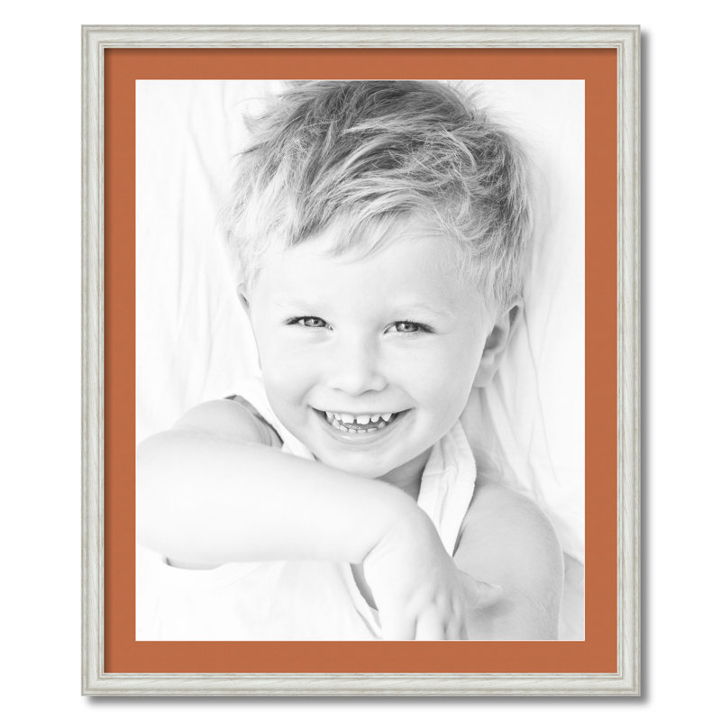 Wood Matte Picture Frame with Mat, Red Orange