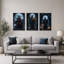 Ensemble de 3 toiles squelettiques sous la pleine lune avec Halloween-990595158