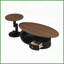 Ensemble de 2 tables basses noires gigognes - ovales et amp; Mobilier de salon rond et robuste Assemblage facile-417501327