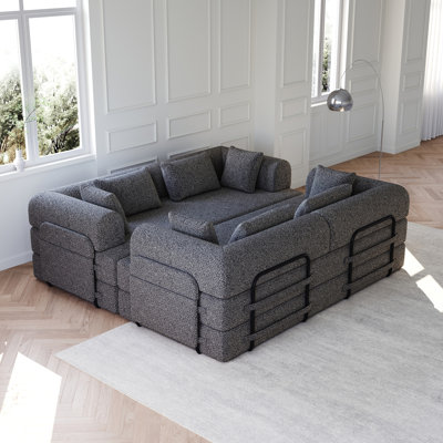 Canapé-lit convertible de 78,7 pouces avec coussin cylindrique, canapé-lit pliant en chenille, canapé-lit pliant avec poche latérale, canapé-lit de plancher, 2 pièces