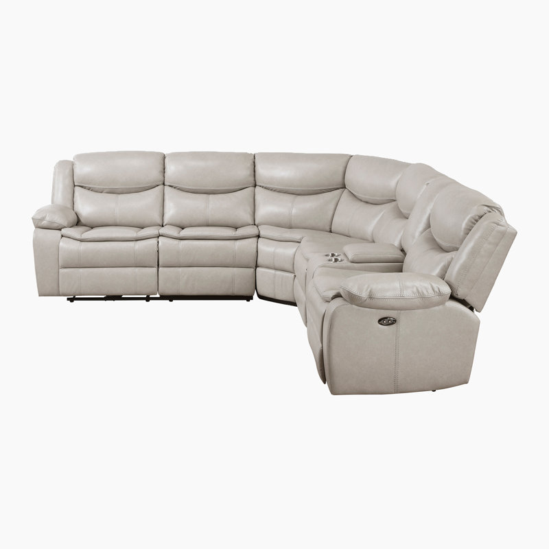 Nadalia 99.5" Modern & Contemporary 3-Piece Breathable Faux Leather Power Reclining Sectional with One-Touch Power Control, Storage Console with USB Ports & 3 Recliners