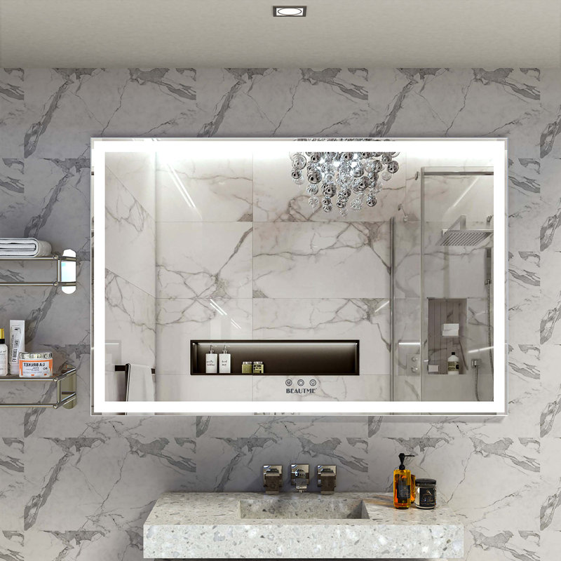 60x40 Inch Silver Aluminum LED Bathroom Vanity Mirror