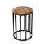 Table d'appoint d'extérieur cylindrique avec plateau rond en bois massif et structure en métal