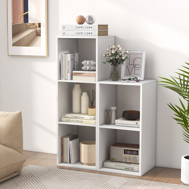 Bookshelf Modern Vertical Bookcase w/ Back Guardrail & Anti-tipping Kits, (3 Shelves) 41" H x 14" W x 13" D