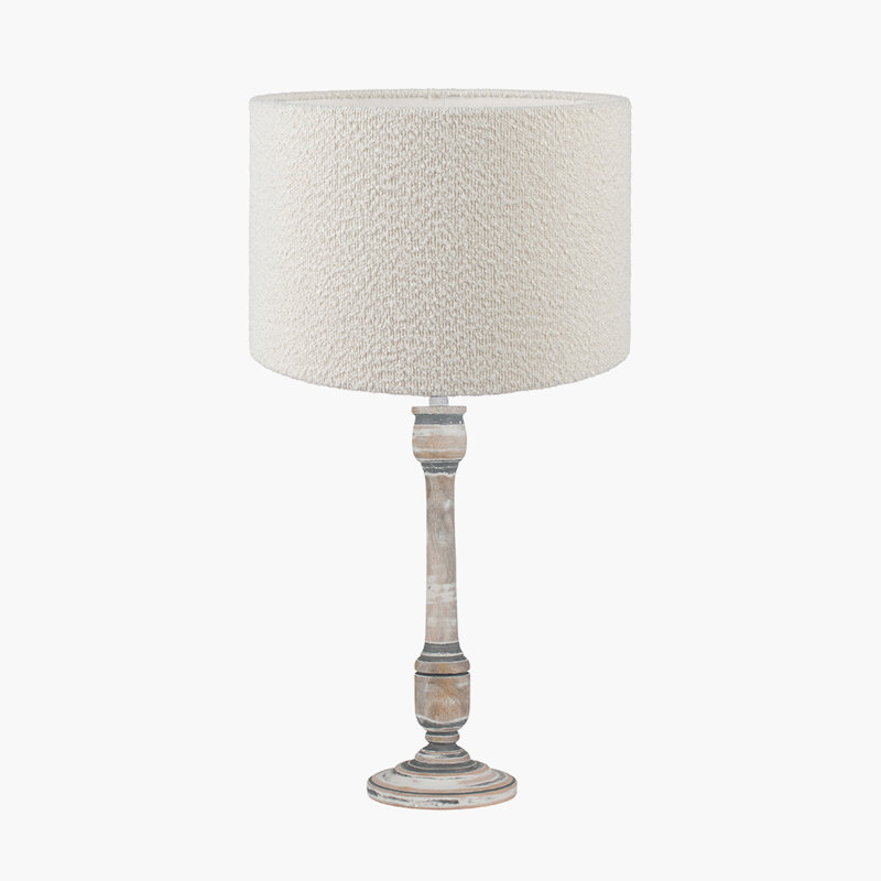 Beles Wood Table Lamp, Grey, White, Poly-Blend